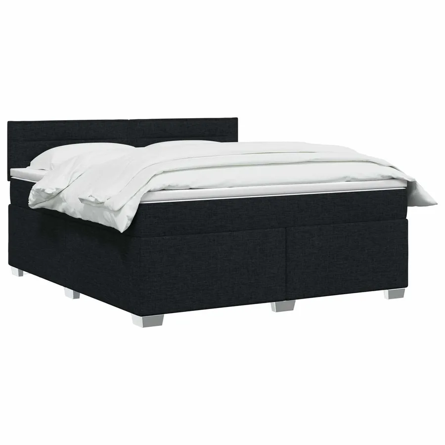 Lit boxspring avec matelas Noir 140 x 190 cm Tissu - 2
