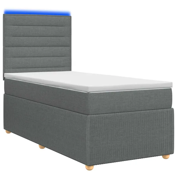 Lit boxspring LED avec matelas Gris foncé 90 x 190 cm Tissu