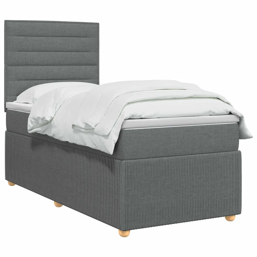 Lit boxspring LED avec matelas Gris foncé 90 x 190 cm Tissu - 2