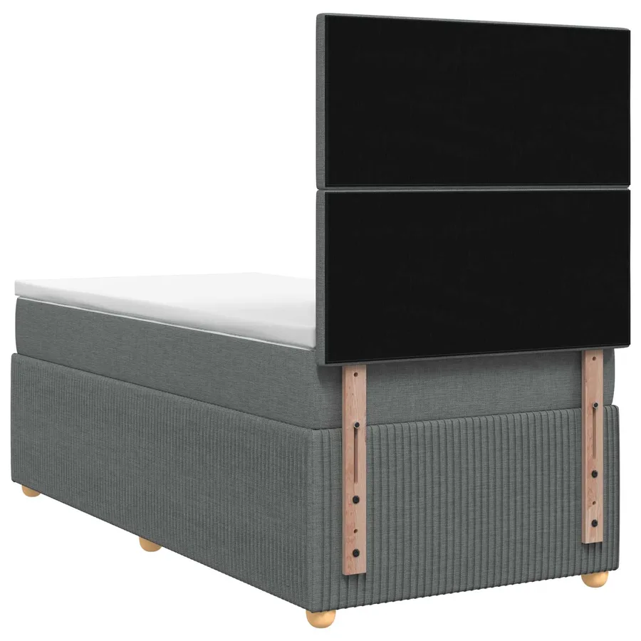 Lit boxspring LED avec matelas Gris foncé 90 x 190 cm Tissu - 7