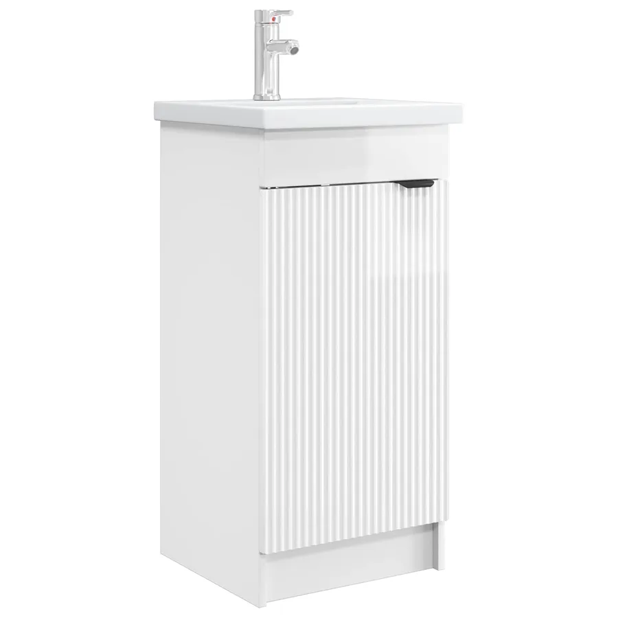 Meuble de salle de bain avec évier Blanc brillant - 2