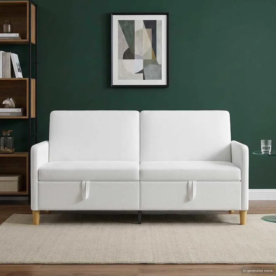 Sofa avec rangement Blanc 172 x 78 x 87 cm Polyester - 4