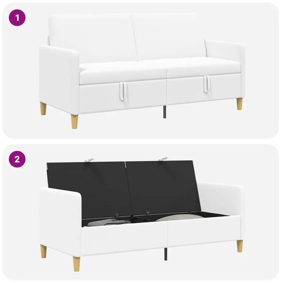 Sofa avec rangement Blanc 172 x 78 x 87 cm Polyester - 8