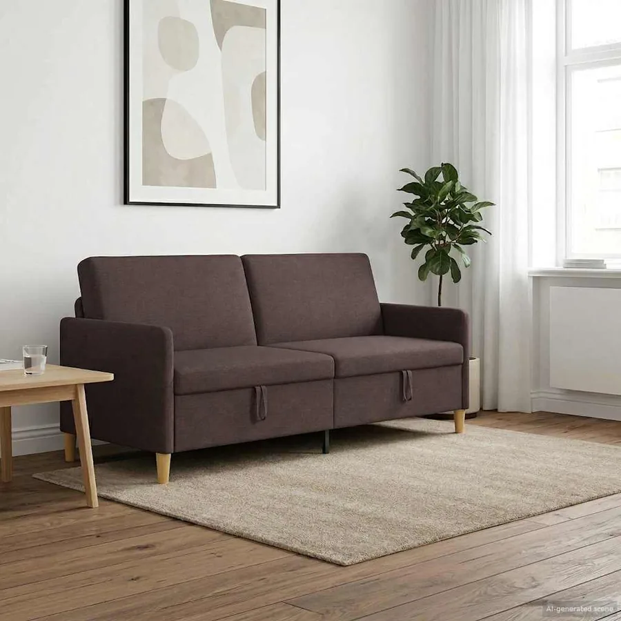Sofa avec rangement Marron foncé 192 x 78 x 87 cm Polyester