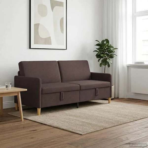 Sofa avec rangement Marron foncé 192 x 78 x 87 cm Polyester