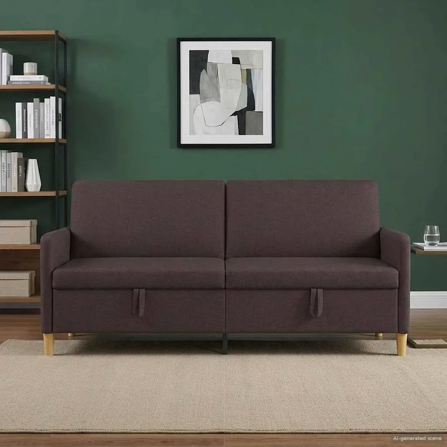 Sofa avec rangement Marron foncé 192 x 78 x 87 cm Polyester - 3