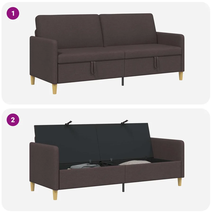 Sofa avec rangement Marron foncé 192 x 78 x 87 cm Polyester - 6