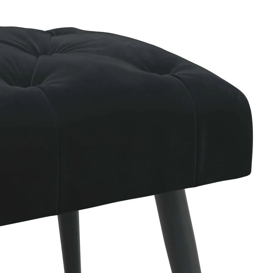Banc avec capitonnage bouton Noir 60 x 40 x 45 cm Velours - 6