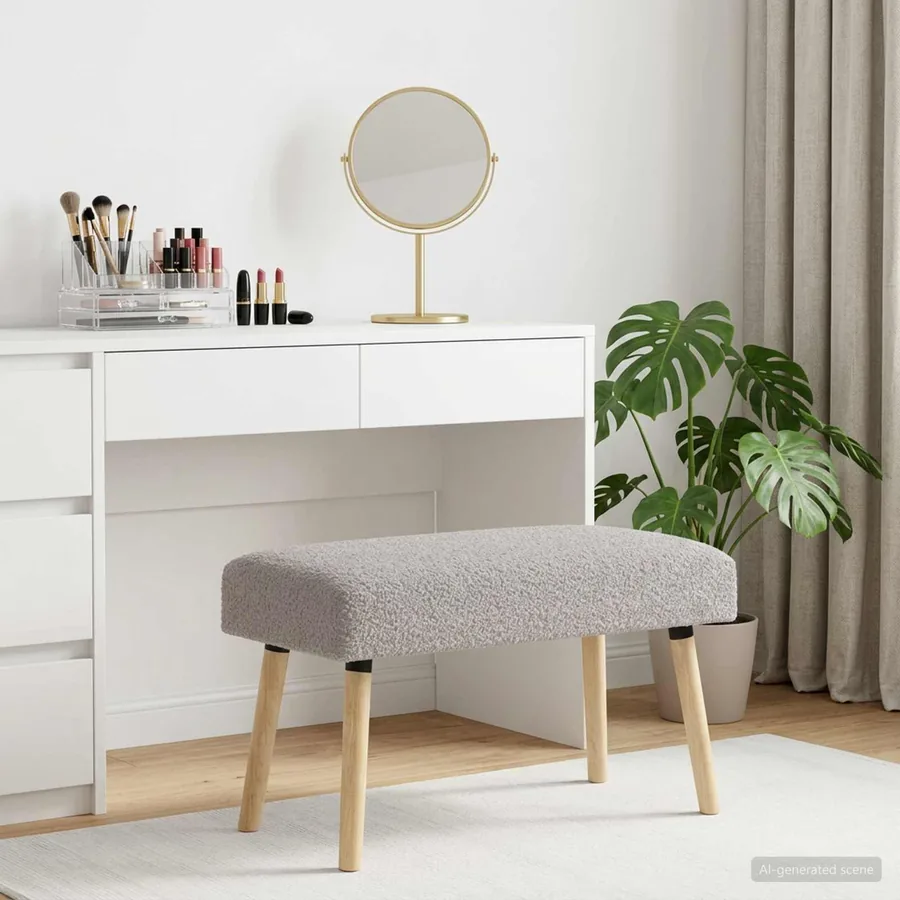 banc Uni Gris clair 80 x 40 x 46 cm Bouclé