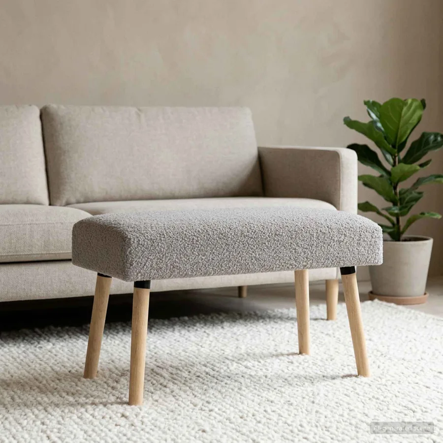 banc Uni Gris clair 80 x 40 x 46 cm Bouclé - 3