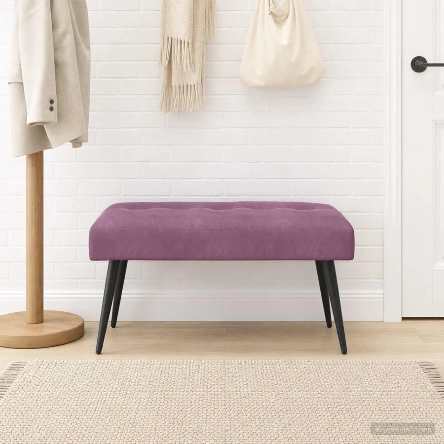 Banc avec capitonnage bouton Pourpre 80 x 40 x 46 cm Velours