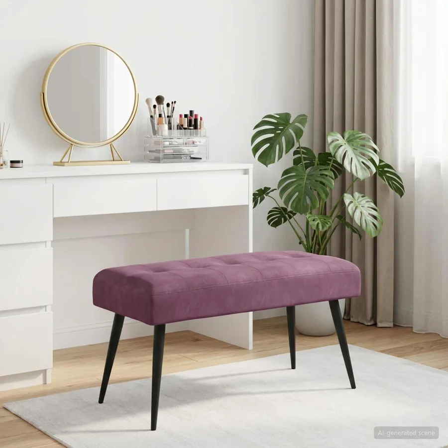 Banc avec capitonnage bouton Pourpre 80 x 40 x 46 cm Velours - 4