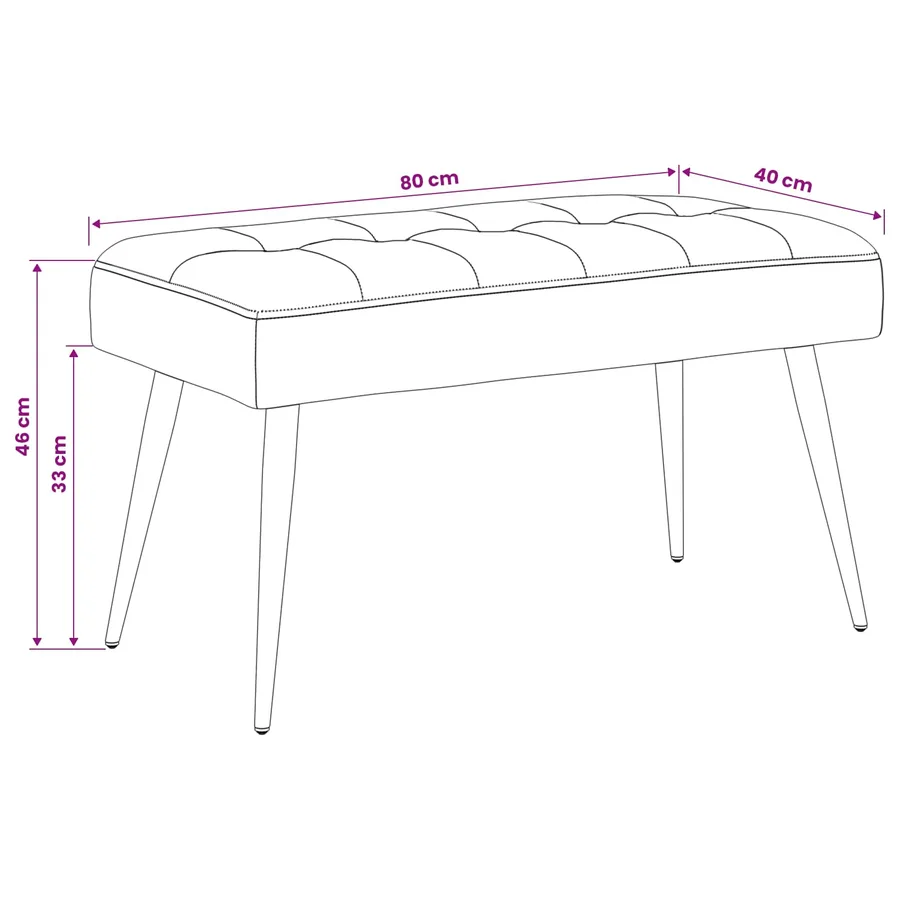 Banc avec capitonnage bouton Pourpre 80 x 40 x 46 cm Velours - 9