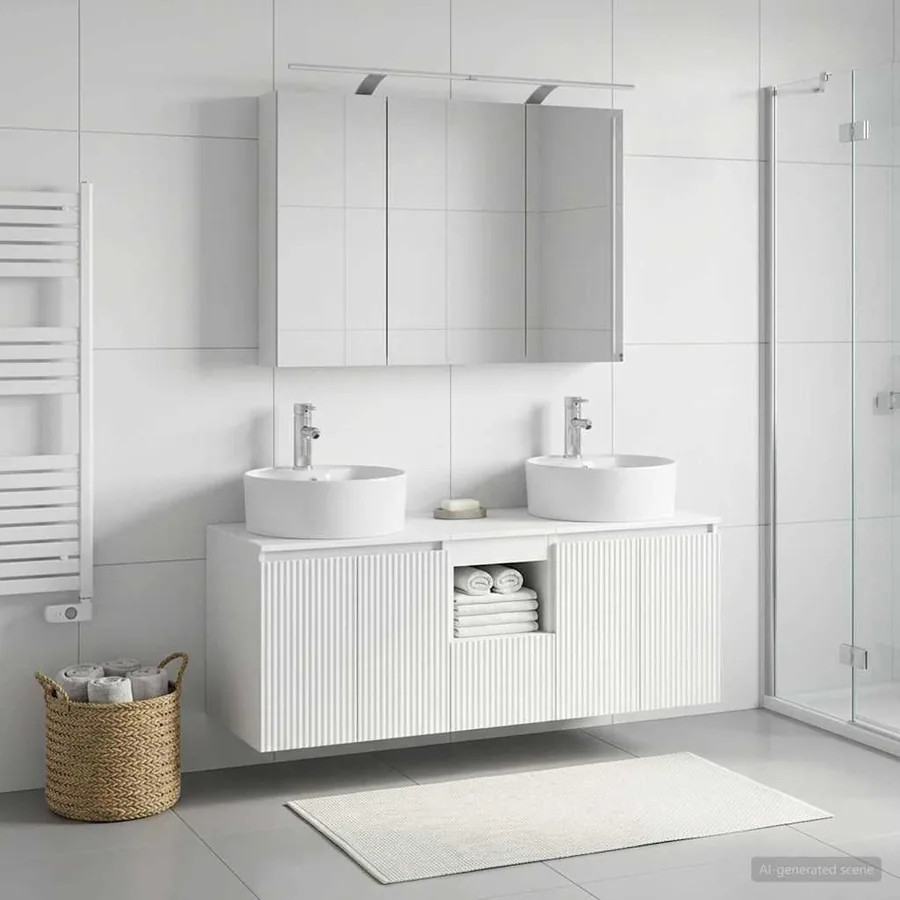 Ensemble d'armoire de salle de bain 4 pcs Blanc