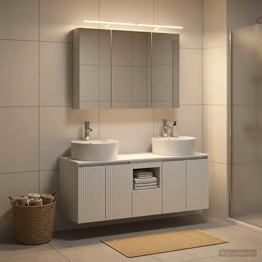 Ensemble d'armoire de salle de bain 4 pcs Blanc - 4