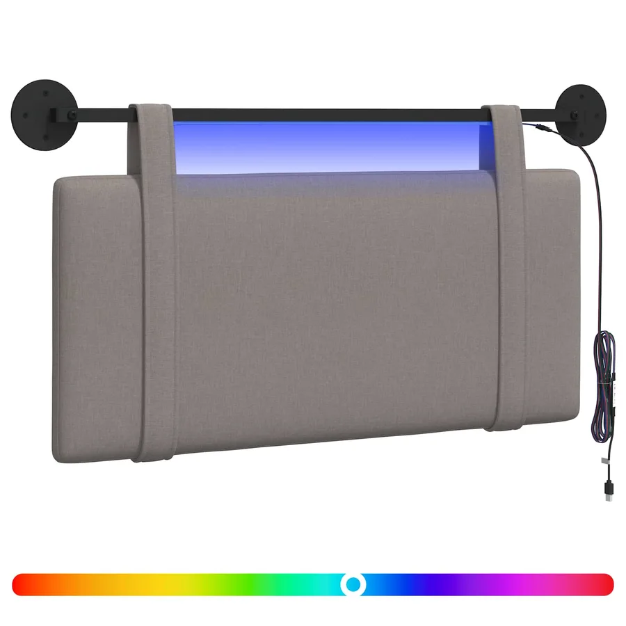 Tête de lit suspendue Avec lumière LED Taupe Tissu - 2