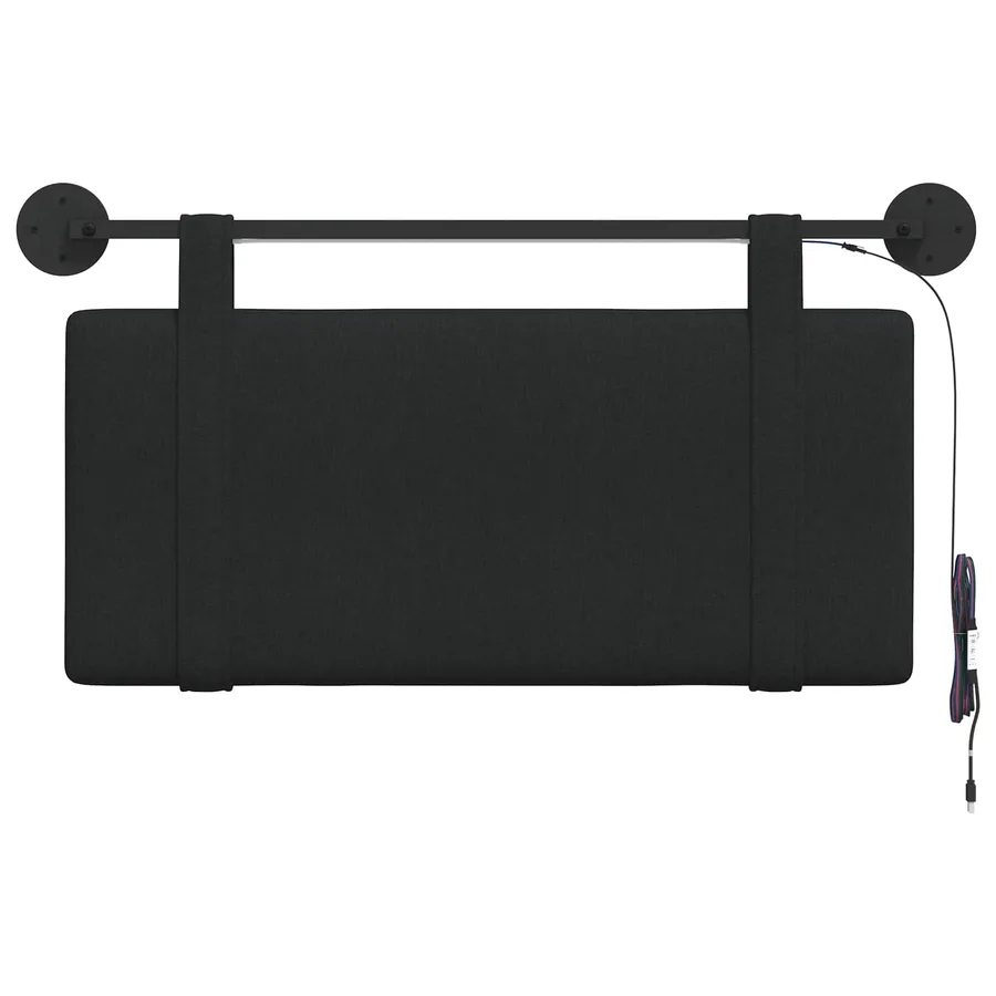 Tête de lit suspendue Avec lumière LED Noir Tissu - 6