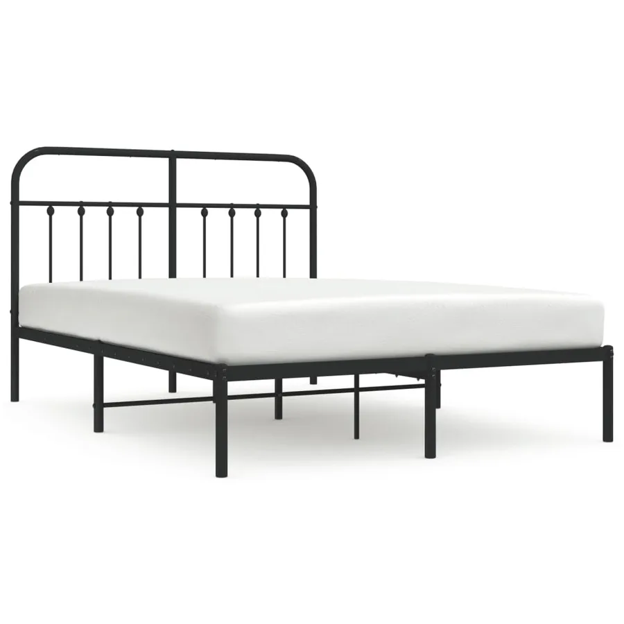Cadre de lit métal sans matelas avec tête de lit noir 140x190cm - 2