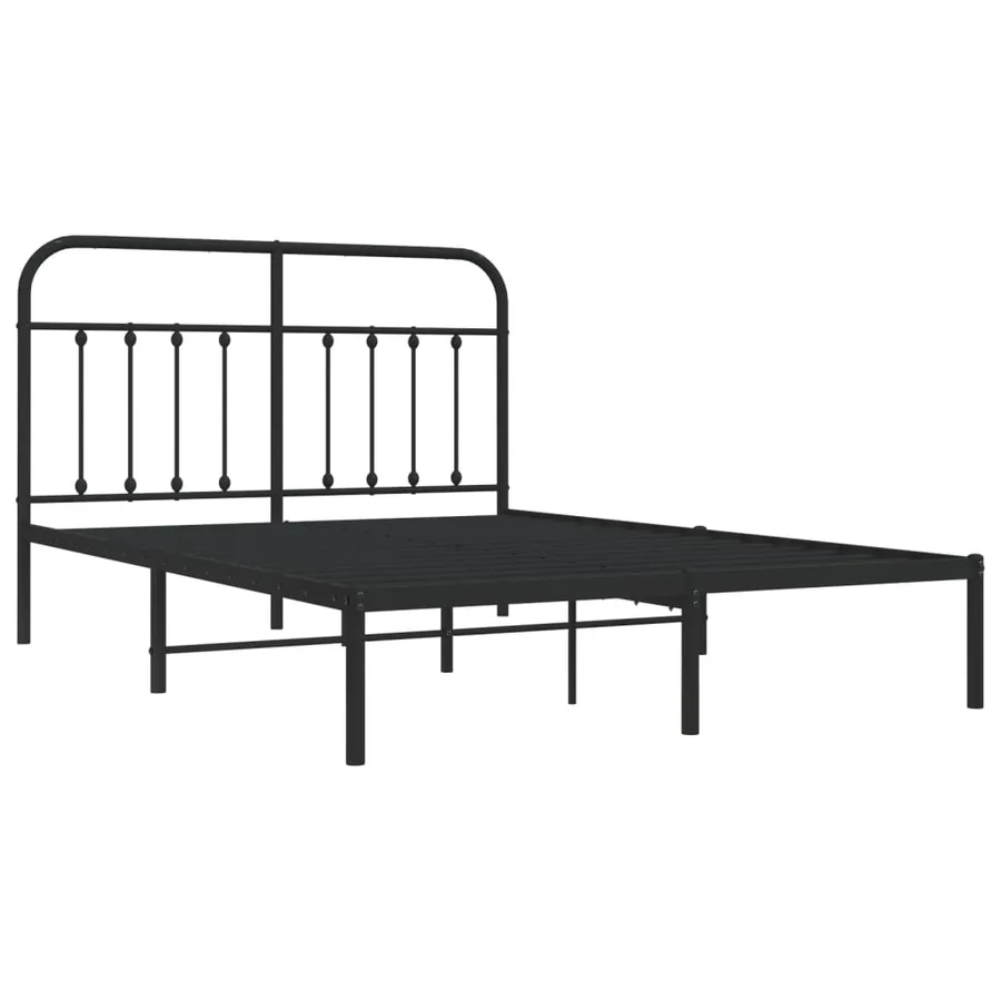 Cadre de lit métal sans matelas avec tête de lit noir 140x190cm - 3