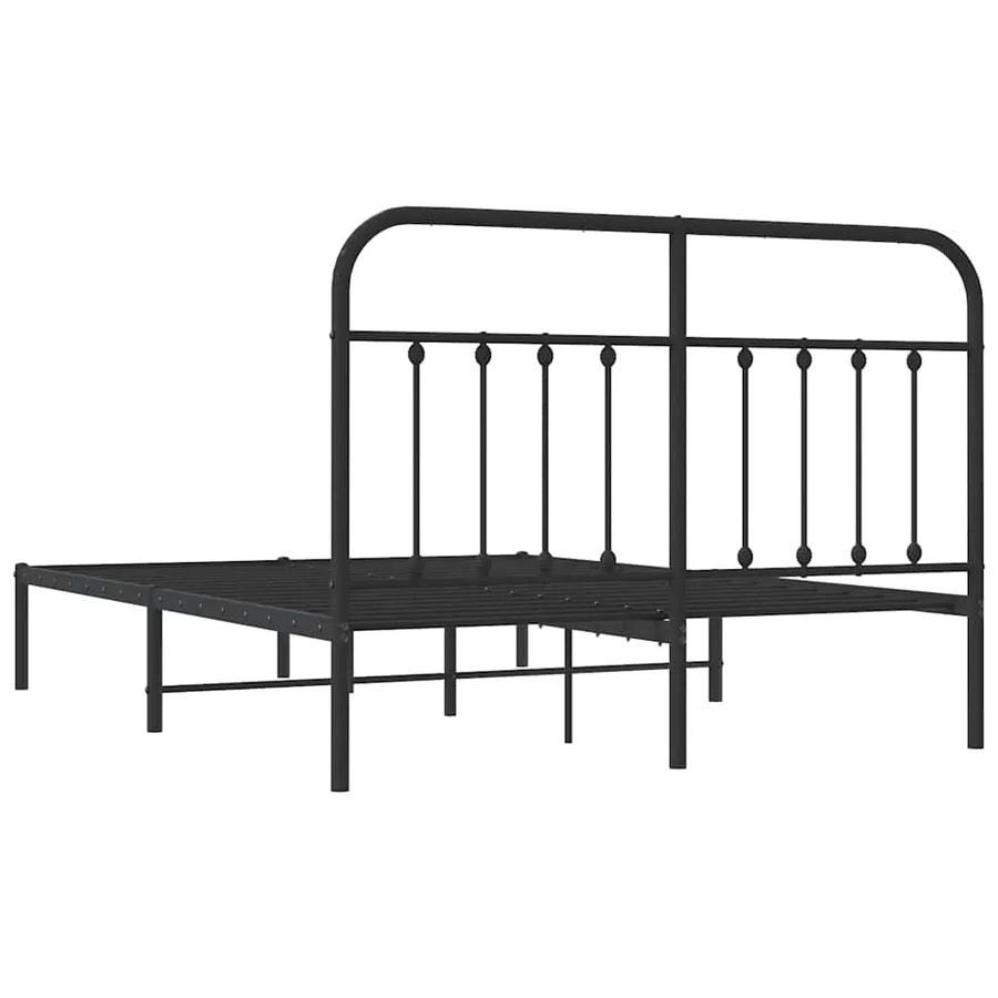 Cadre de lit métal sans matelas avec tête de lit noir 140x190cm - 8