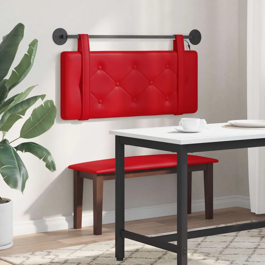 Tête de lit suspendue Avec lumière LED Rouge Simili cuir - 4