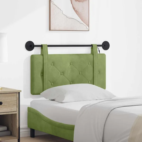 Tête de lit suspendue Avec lumière LED Vert clair Velours