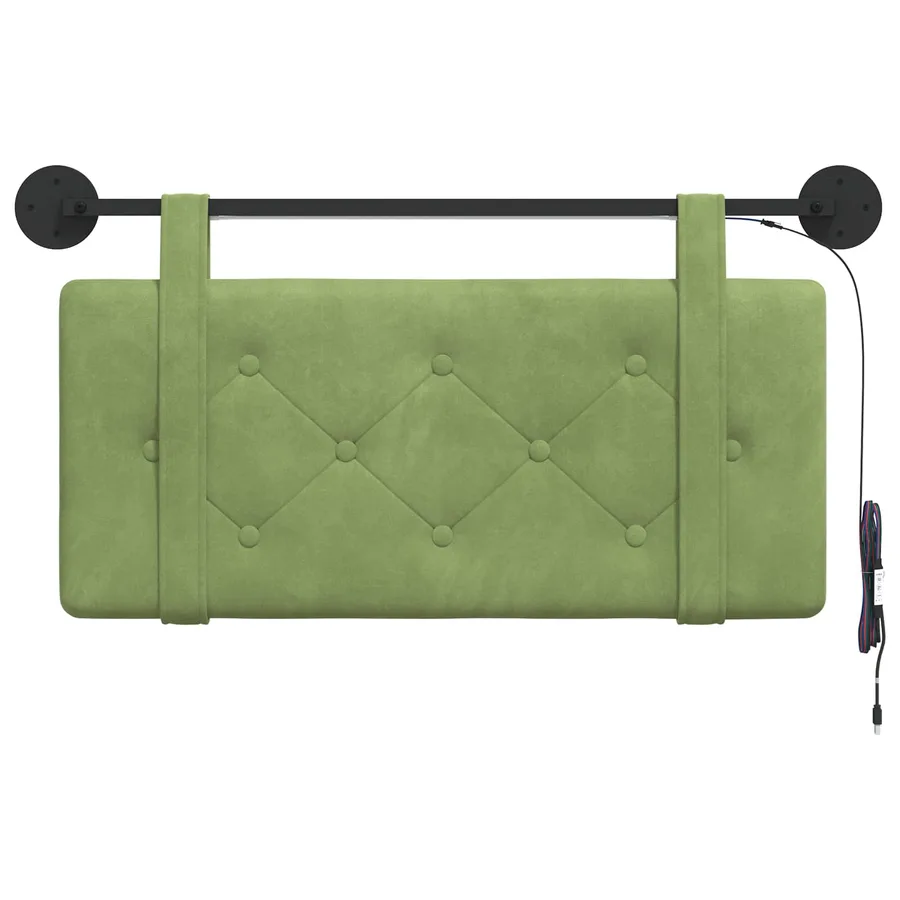 Tête de lit suspendue Avec lumière LED Vert clair Velours - 6