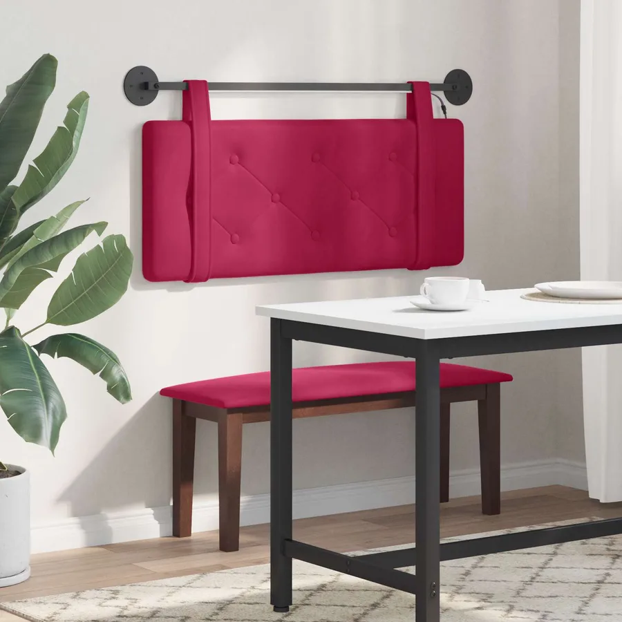 Tête de lit suspendue Avec lumière LED Bordeaux Velours - 4