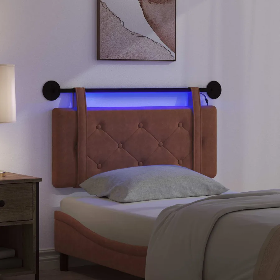 Tête de lit suspendue Avec lumière LED Marron PU antique - 5