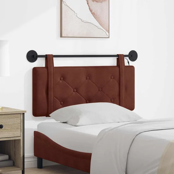 Tête de lit suspendue Avec lumière LED Brun Brillant PU antique