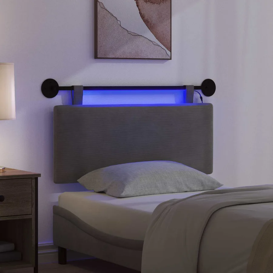 Tête de lit suspendue Gris foncé Tissu en velours côtelé - 5