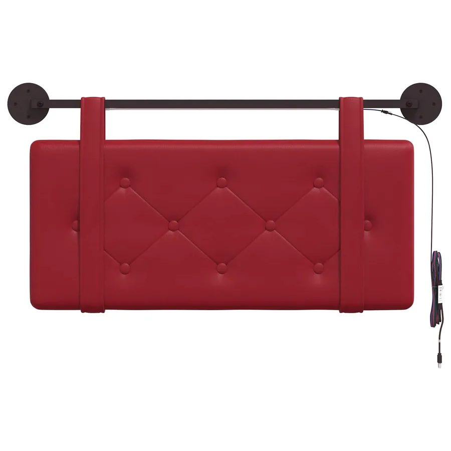 Tête de lit suspendue Avec lumière LED Bordeaux Simili cuir - 6