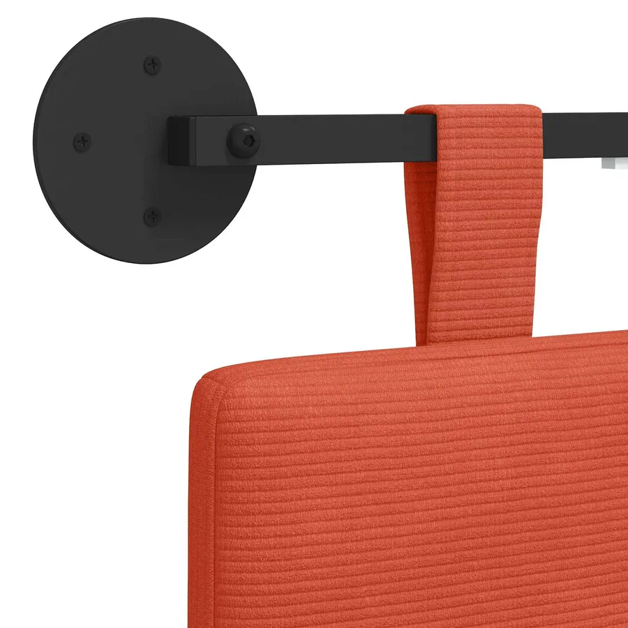 Tête de lit suspendue Rouge orange Tissu en velours côtelé - 10