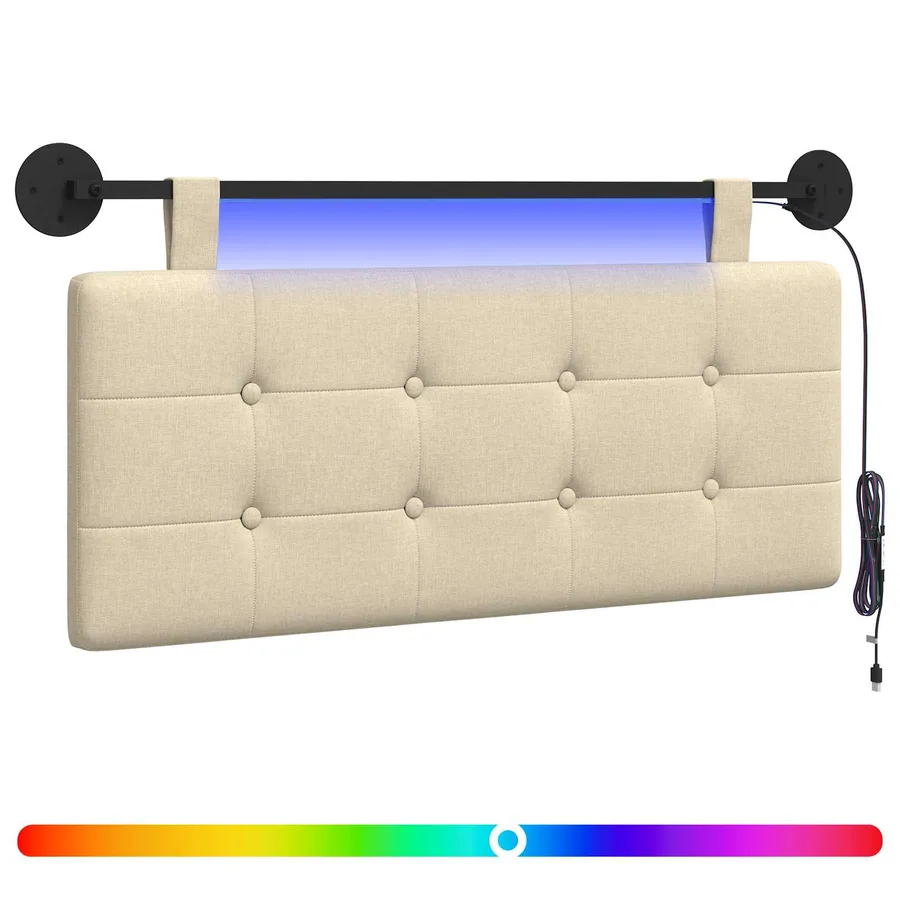 Tête de lit suspendue Avec lumière LED Crème Tissu - 2