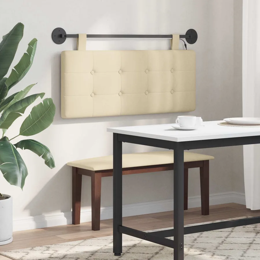 Tête de lit suspendue Avec lumière LED Crème Tissu - 4