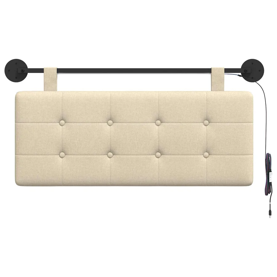 Tête de lit suspendue Avec lumière LED Crème Tissu - 6