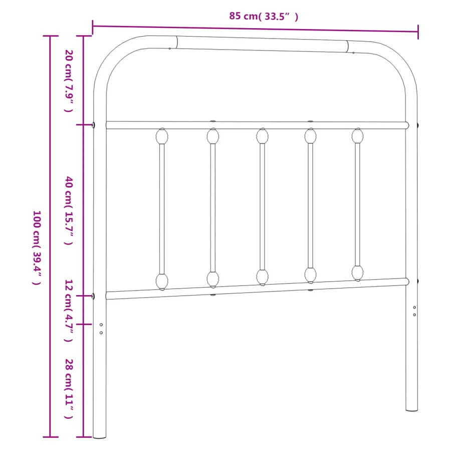 Tête de lit de remplacement métal blanc 80 cm - 7