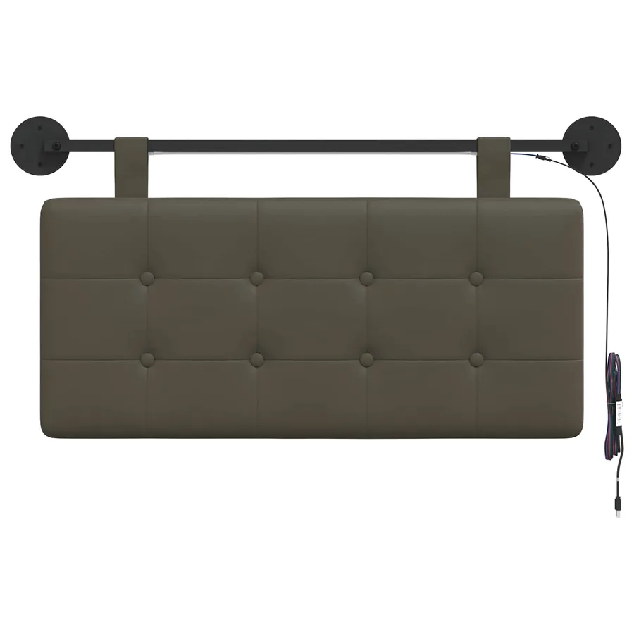 Tête de lit suspendue Avec lumière LED Gris Simili cuir - 6