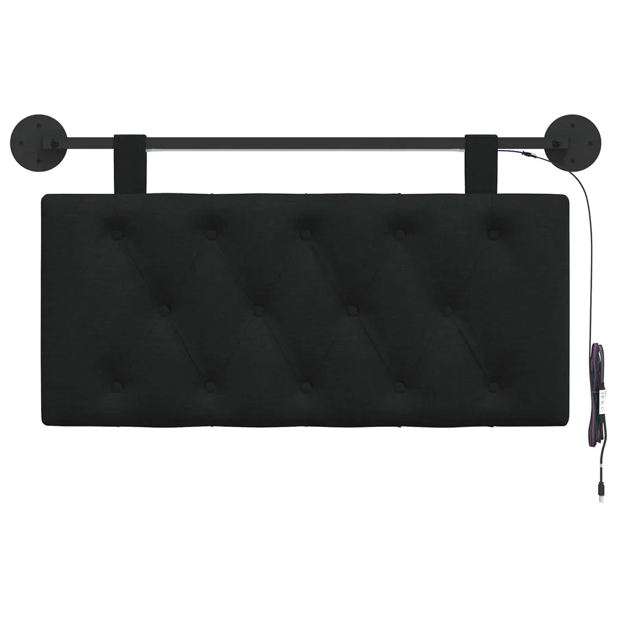 Tête de lit suspendue Avec lumière LED Noir Tissu - 6