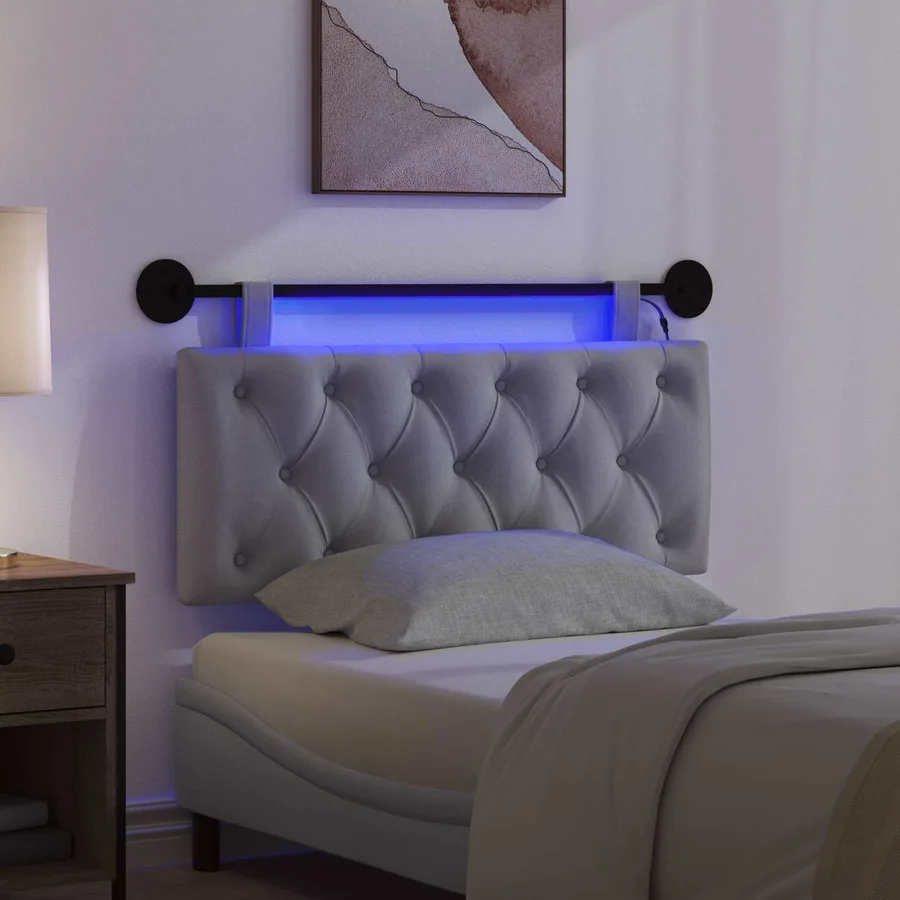 Tête de lit suspendue Avec lumière LED Gris clair Tissu - 5
