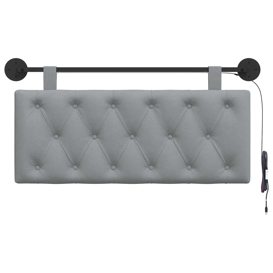 Tête de lit suspendue Avec lumière LED Gris clair Tissu - 6