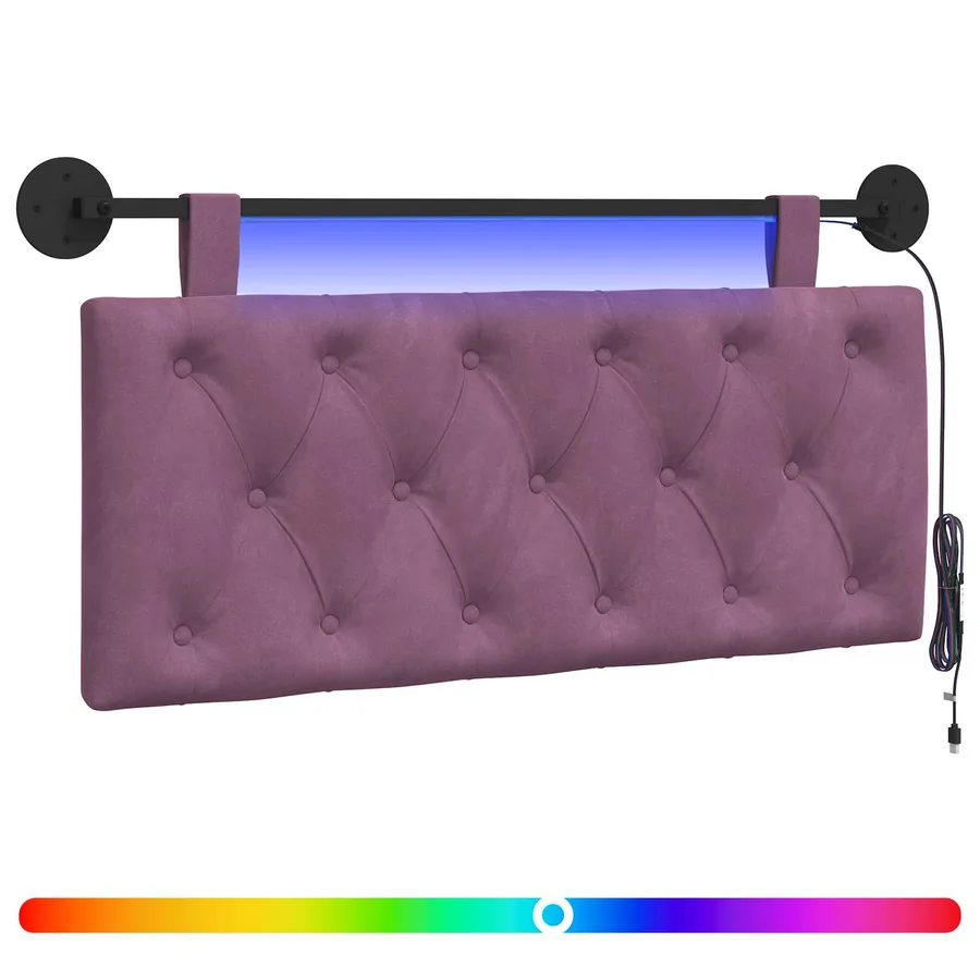 Tête de lit suspendue Avec lumière LED Pourpre Velours - 2
