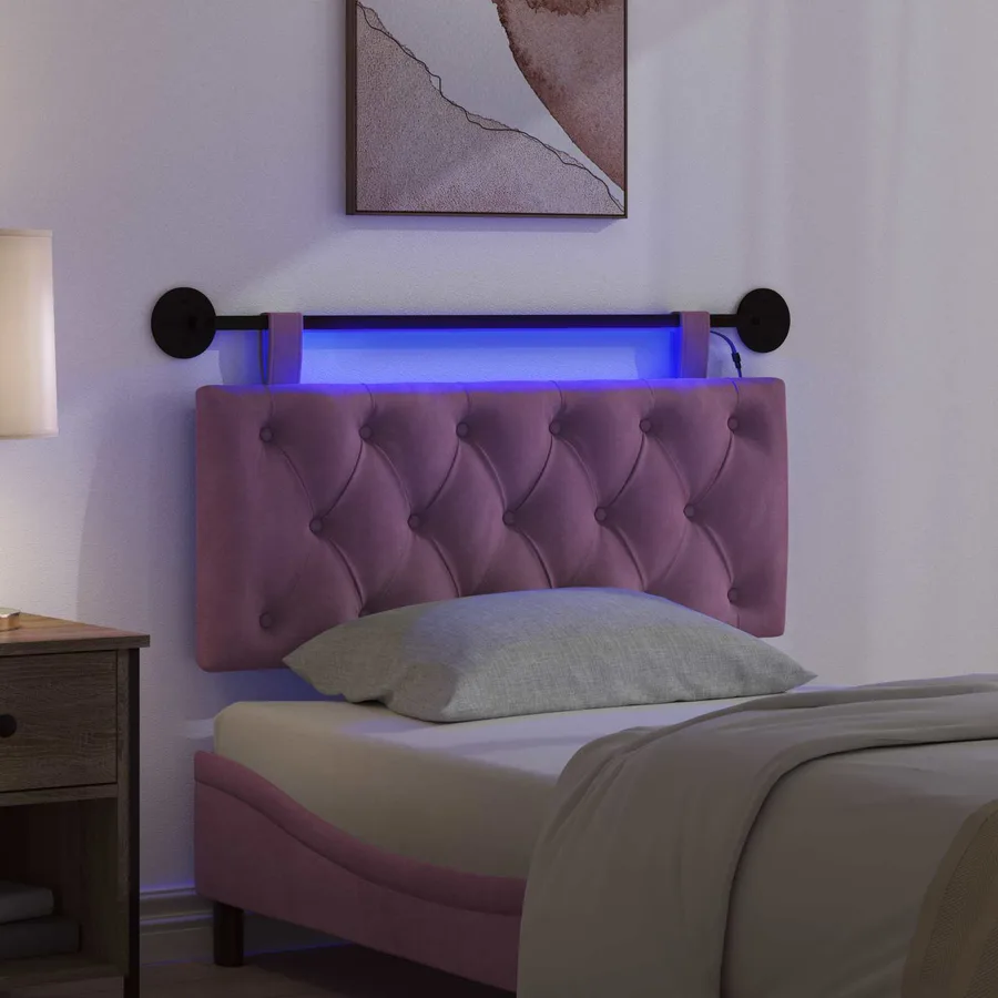 Tête de lit suspendue Avec lumière LED Pourpre Velours - 5