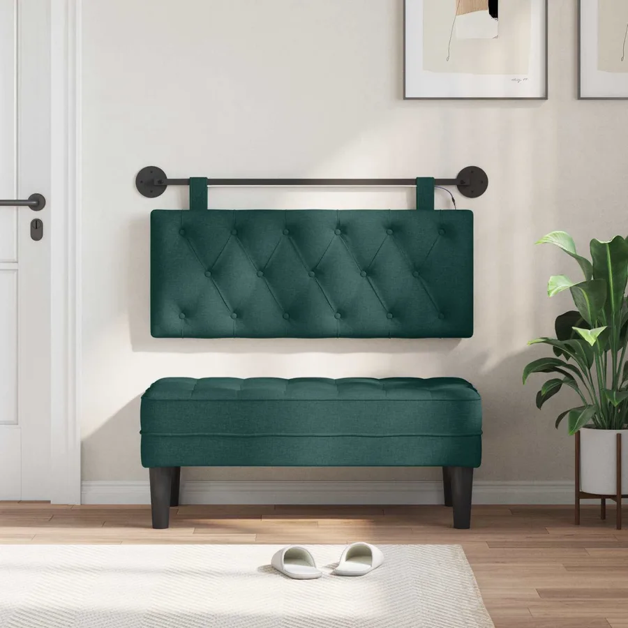 Tête de lit suspendue Avec lumière LED Vert foncé Tissu - 3