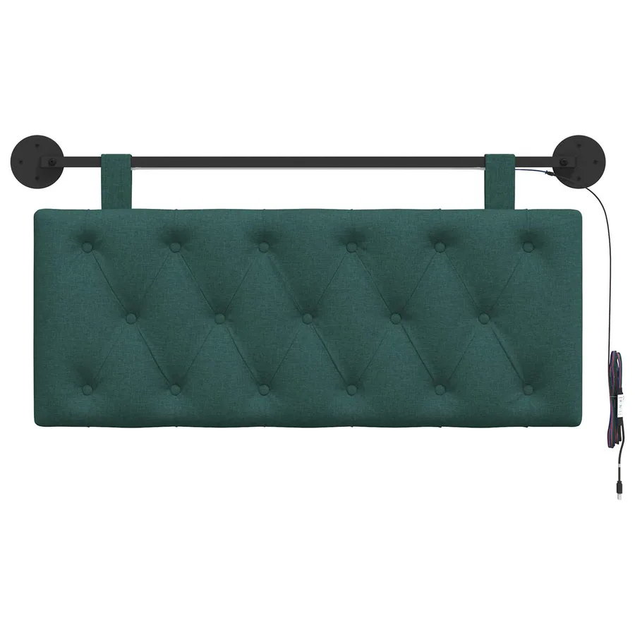 Tête de lit suspendue Avec lumière LED Vert foncé Tissu - 6