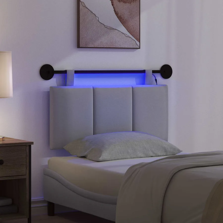 Tête de lit suspendue Avec lumière LED Gris clair Tissu - 5