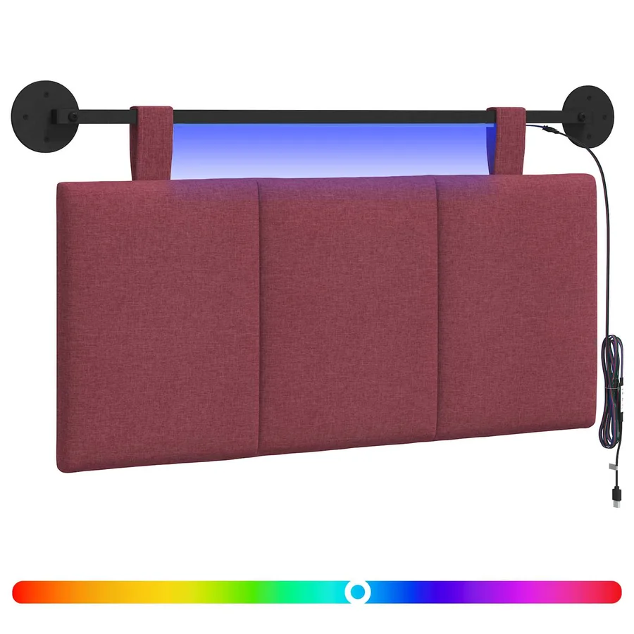 Tête de lit suspendue Avec lumière LED Bordeaux Tissu - 2