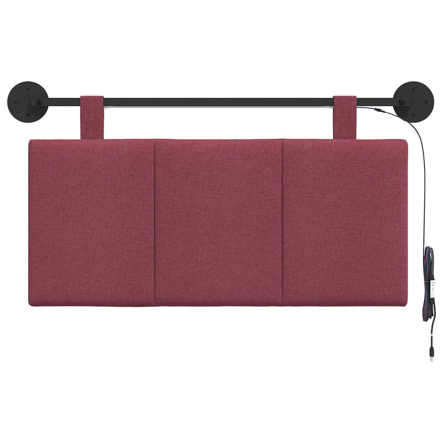 Tête de lit suspendue Avec lumière LED Bordeaux Tissu - 6