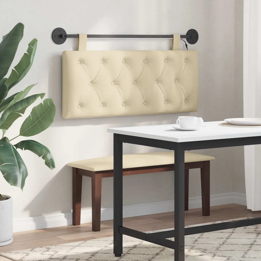 Tête de lit suspendue Avec lumière LED Crème Tissu - 4