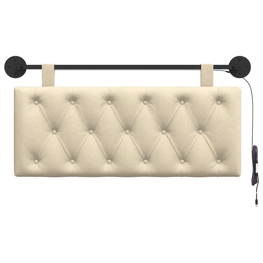 Tête de lit suspendue Avec lumière LED Crème Tissu - 6